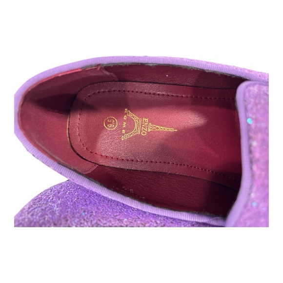 Purple Glitter Size 9.5 Loafers with Bow Tie - Picture 10 of 13